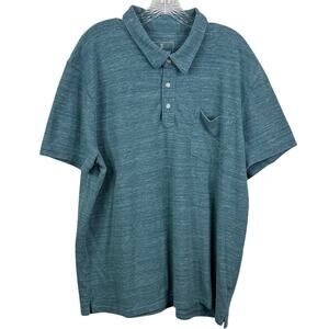 Mutual Weave Men's XXL Aqua Blue Heather Knit Polo Shirt Casual Cotton Blend